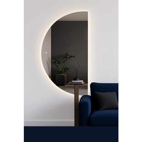 Lustro PENELOPE LED – półokrągłe lustro z podświetleniem LED na wymiar do łazienki, przedpokoju i salonu